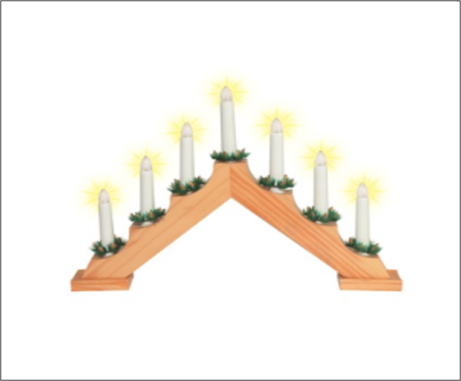 Belt�ri 7 gyerty�s ablakd�sz, fa sz�n�, meleg feh�r sz�nben